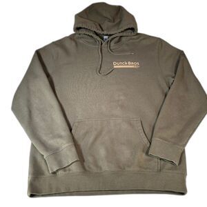 Dutch Bros "The Dutch Creed" Pullover Hoodie Olive Green Mens Large Coffee